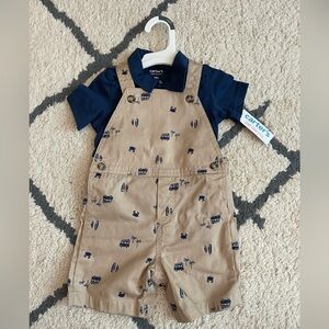 Toddler boy Carter’s shirt and overall set NWT